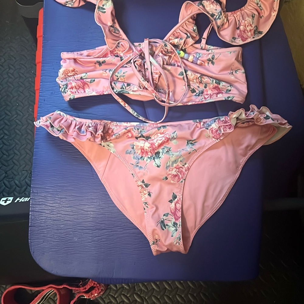 LoveShackFancy Pink Floral Bikini
